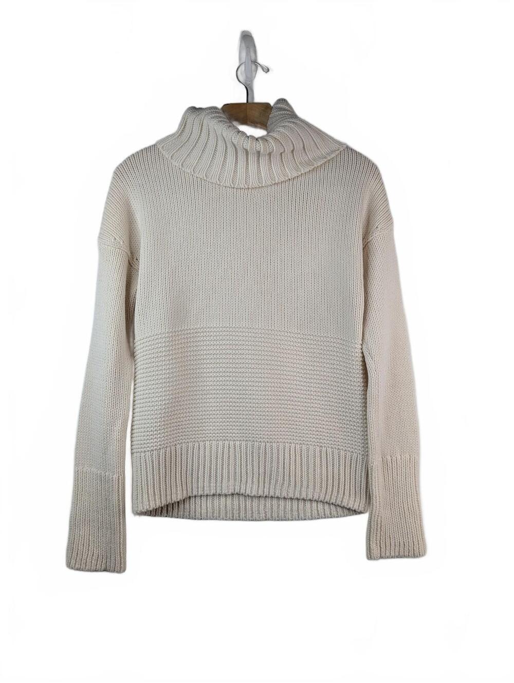 Gap Textured-Stitch Wool Blend Turtleneck Sweater in Cream/Ivory Frost Small